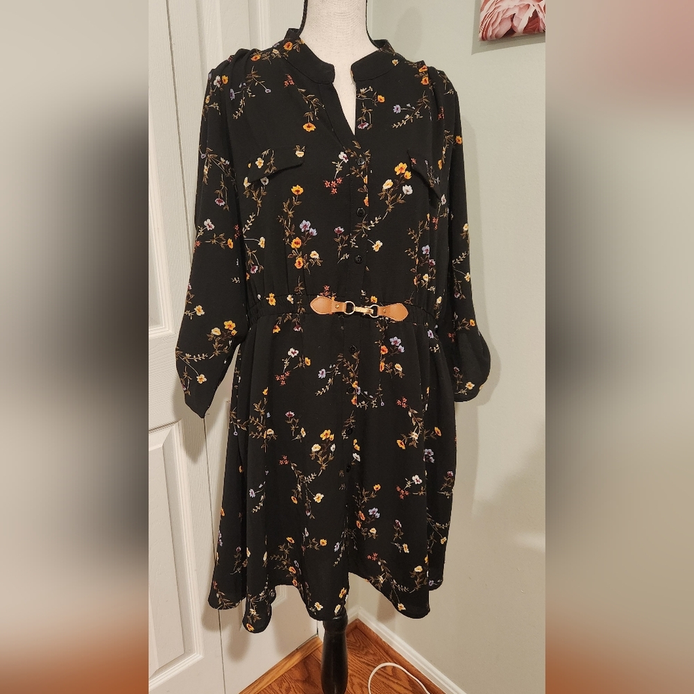 Chic Black Floral Midi Dress